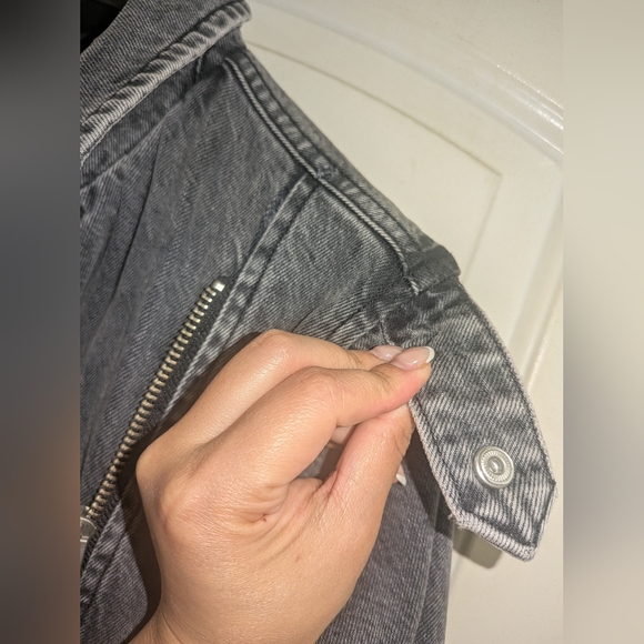 NWOT ALL SAINTS BALFERN DENIM BIKER JACKET IN WASHED GRAY - Picture 11 of 12